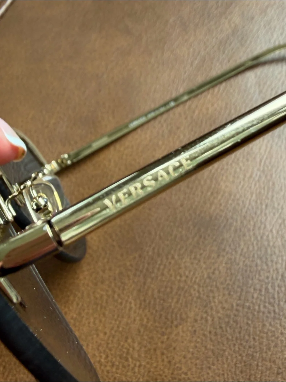 Versace VE2231 Black and Gold Medusa Rimless Aviator Sunglasses with Case